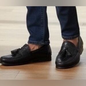 Brass Boot Black Braided Leather Tassels Classic Loafer Made In Spain Size 9